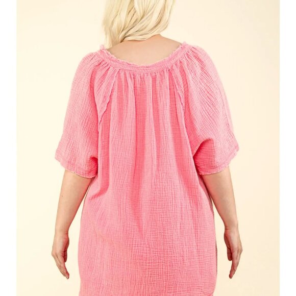 NWT  Plus Size matching top and short set CottonWashed Cotton Crinkle Gauze - Picture 3 of 11